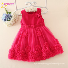 Popular do bebê meninas vestido de festa por atacado uma princesa flor meninas vestidos rosas cor de rosa com design de moda vestido